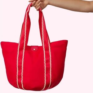 Stoney Clover Lane Tomato Red Tote with White Trim